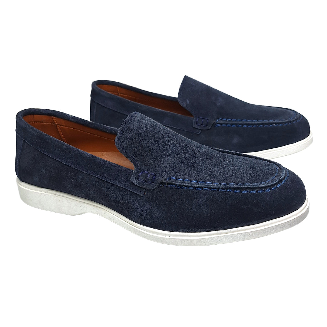 Premium Suede Leather Loafers - Navy