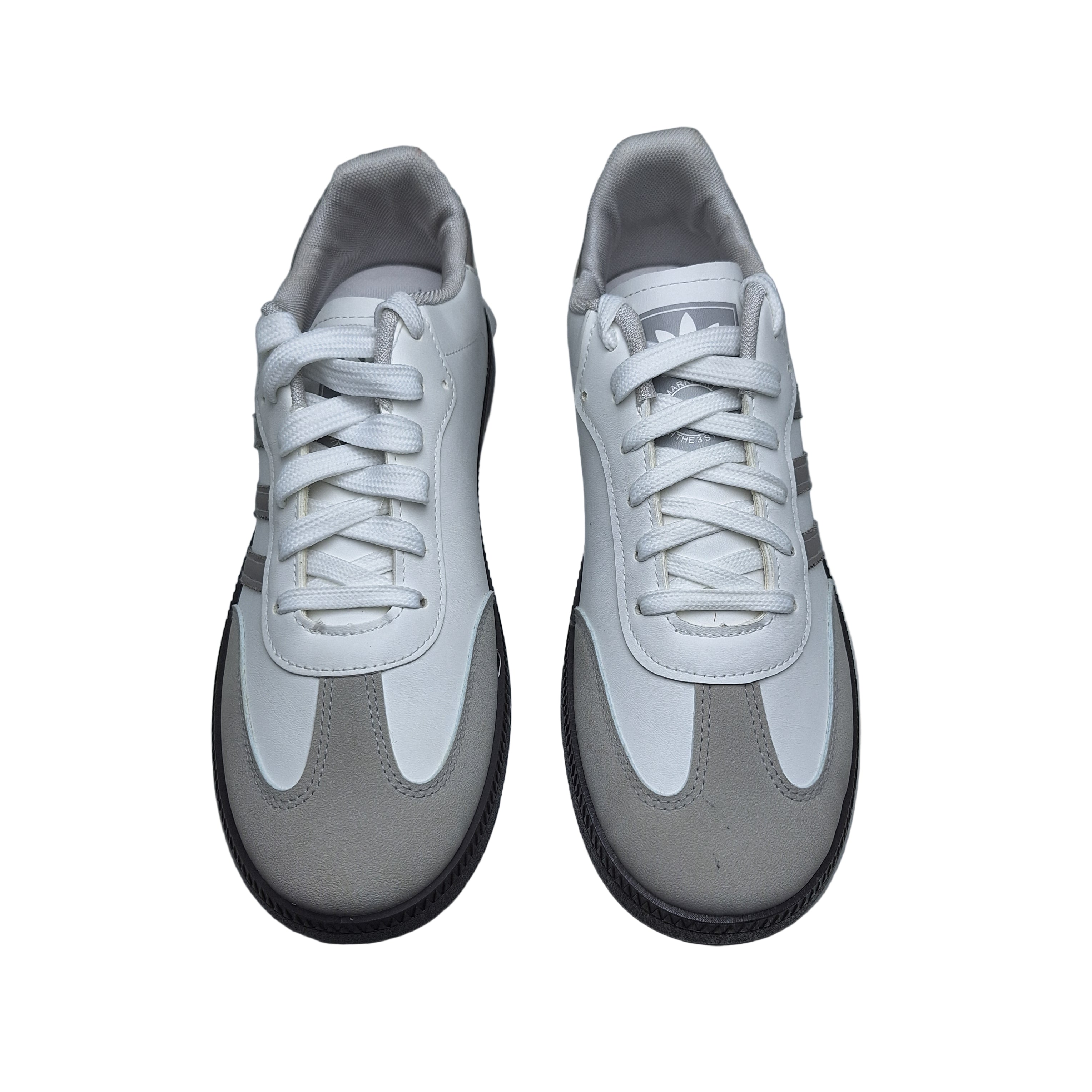Adi - Samba Classic Sneakers - White with Grey Stripes