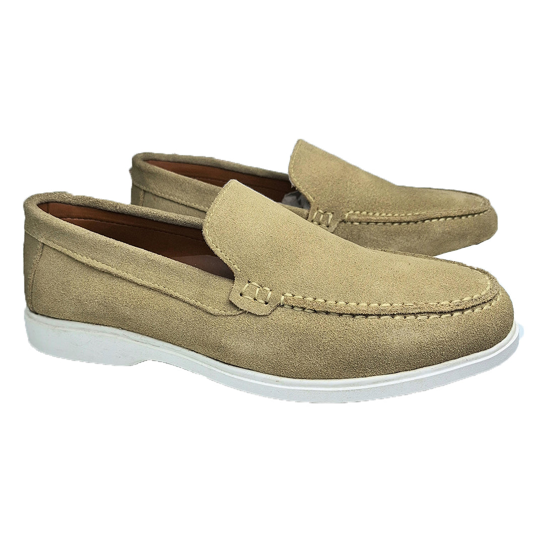 Premium Suede Leather Loafers - Beige
