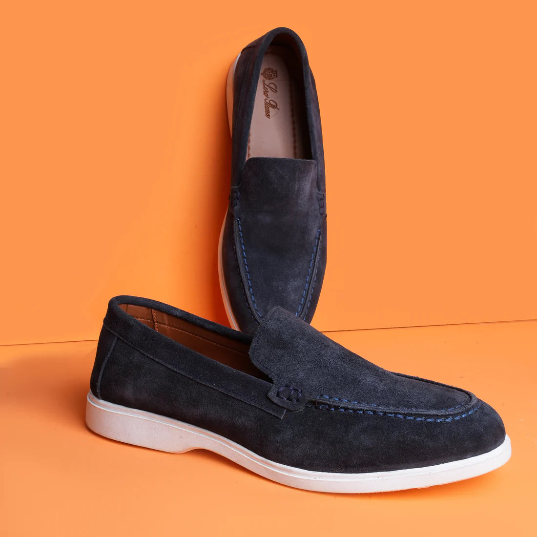 Premium Suede Leather Loafers - Navy Blue