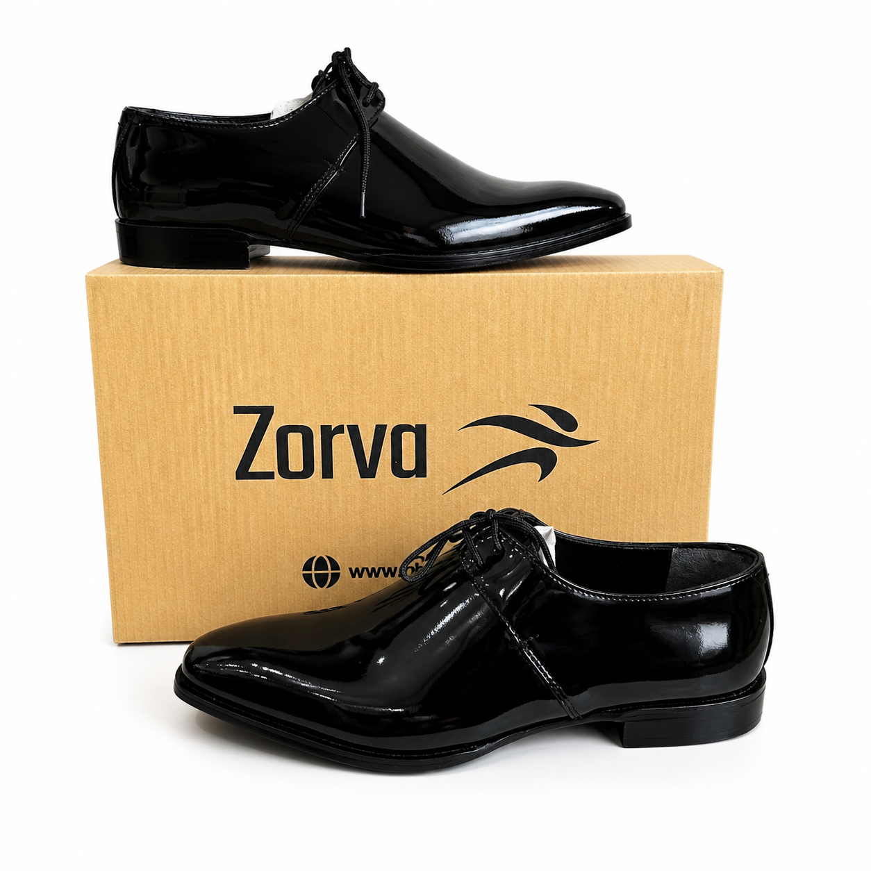 Patent Leather - Whole Cut - Double Laces Oxfords - Black