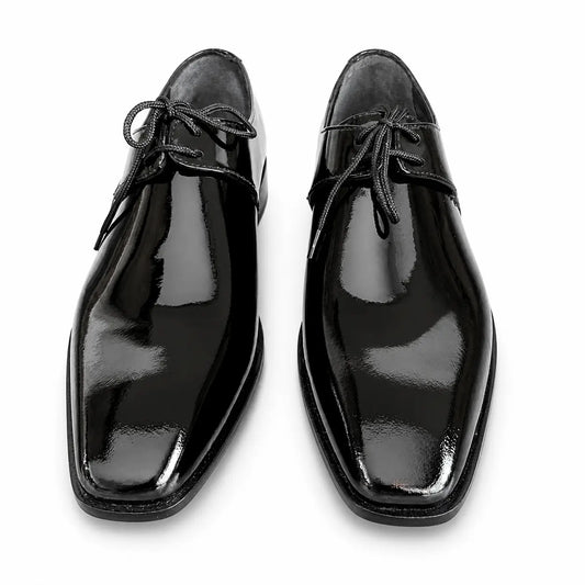 Whole Cut Leather Oxfords - Patent Black
