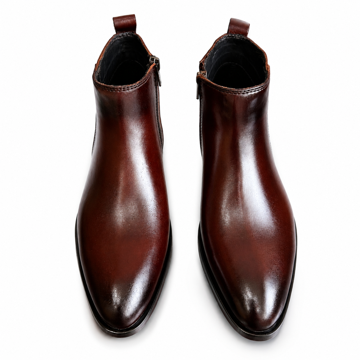 Two Inch Cuban Heel & Pointed Toe - Premium Leather Chelsea - Brown