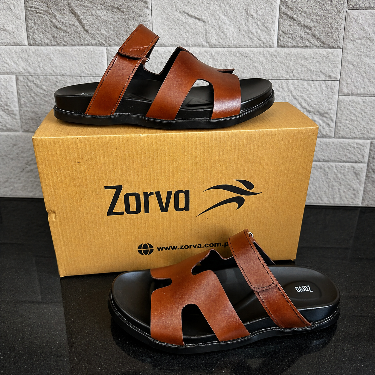 Zorva Medicated Cow Leather Stealth Sandals - Brown