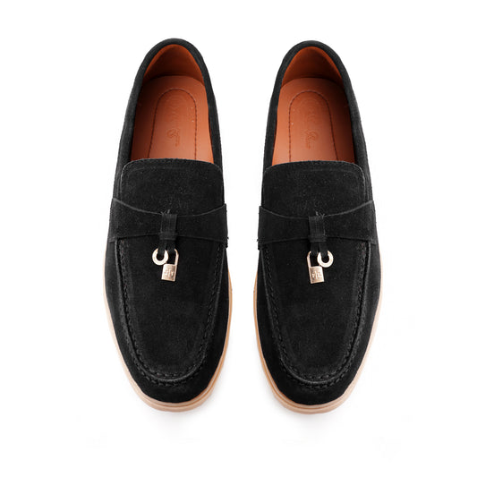 Suede Tassel Loafers - Black