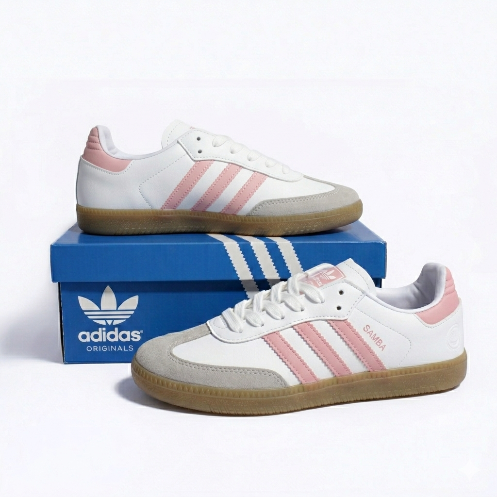 Samba - White with Pink stripes - Premium Grade