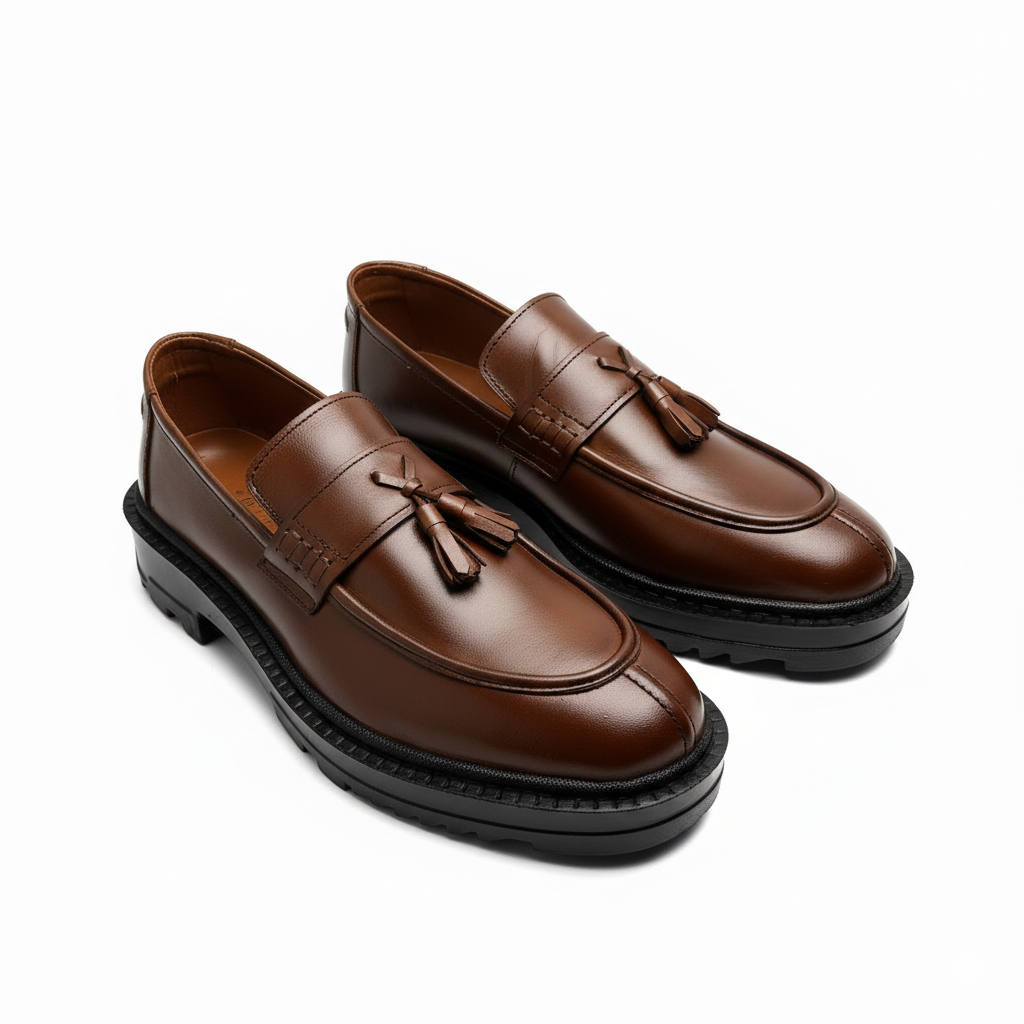 Premium Leather Chunky Loafers - Heritage Chestnut