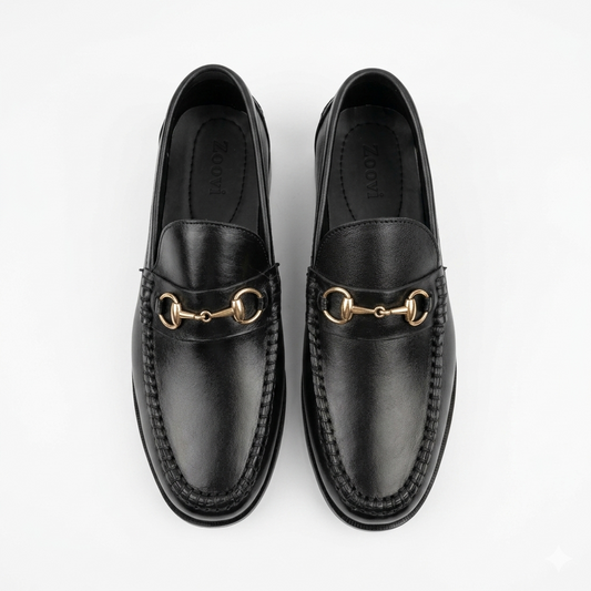 Horsebit Classic Leather Loafers - Black