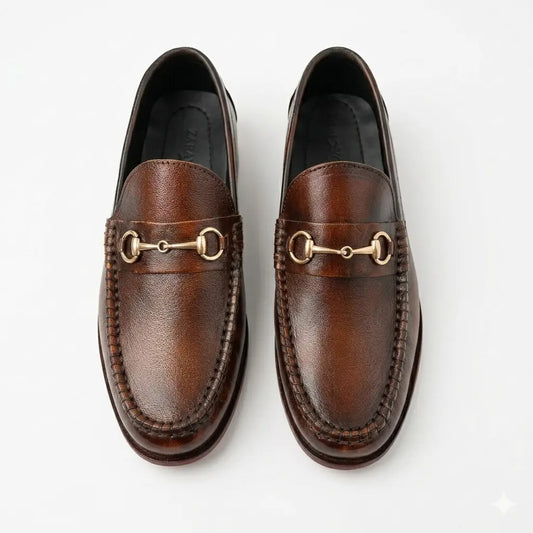 Horsebit Classic Leather Loafers - Brown