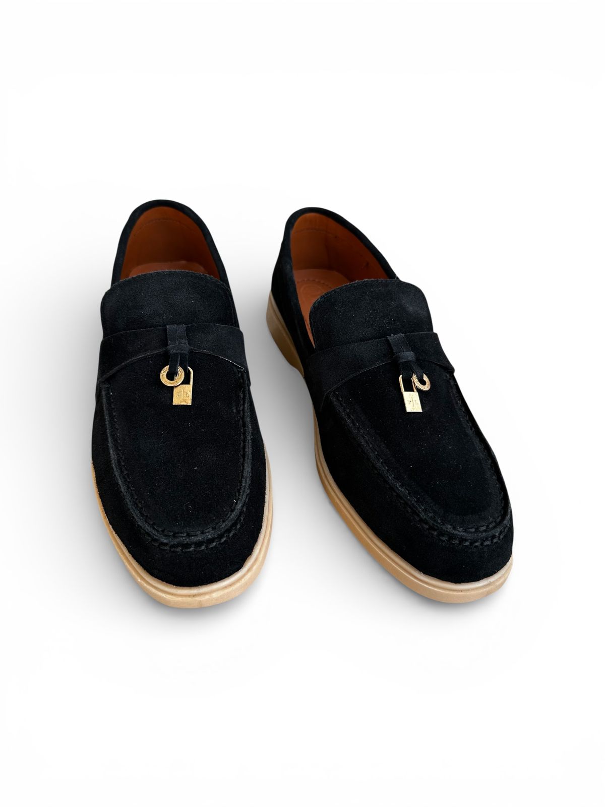 Premium Suede Leather (Lock & Key) Loafers - Black