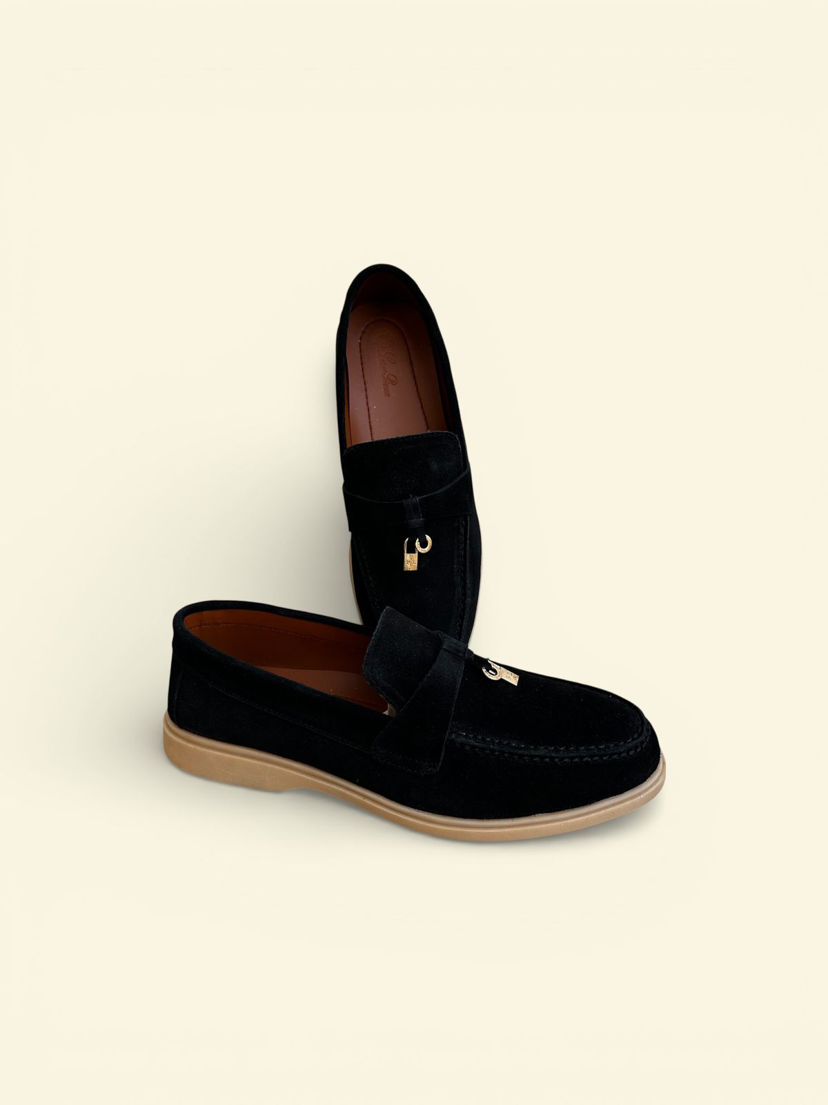 Premium Suede Leather (Lock & Key) Loafers - Black