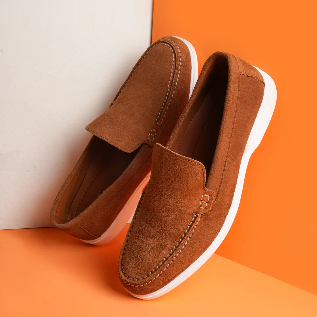 Premium Suede Leather Loafers - Tan