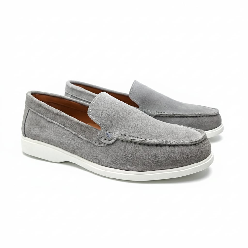 Premium Suede Leather Loafers - Grey