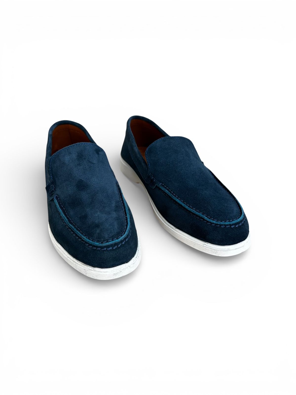 Premium Suede Leather Loafers - Navy Blue