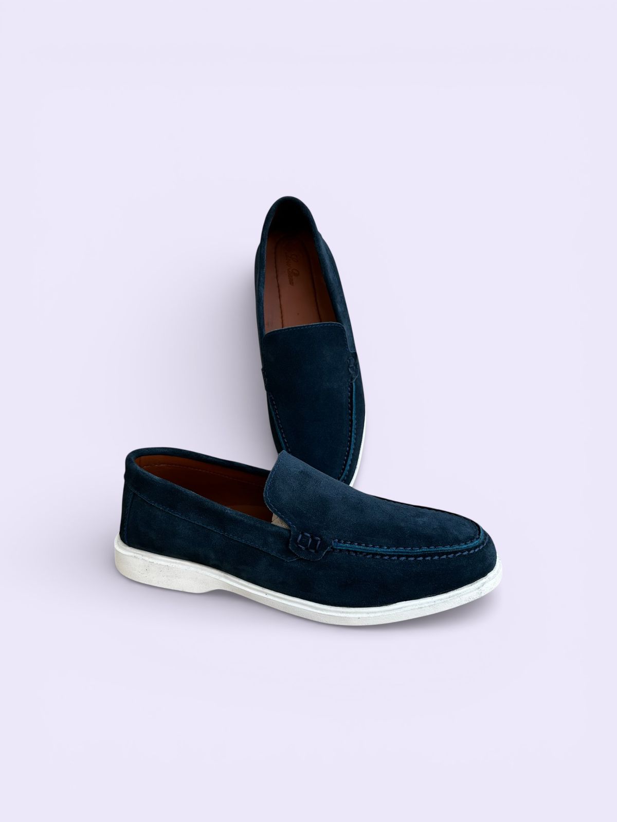 Premium Suede Leather Loafers - Navy Blue