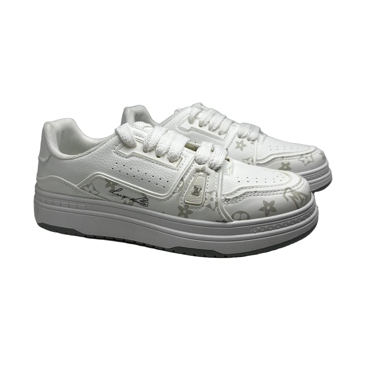Girls Contrast Sneakers - All White