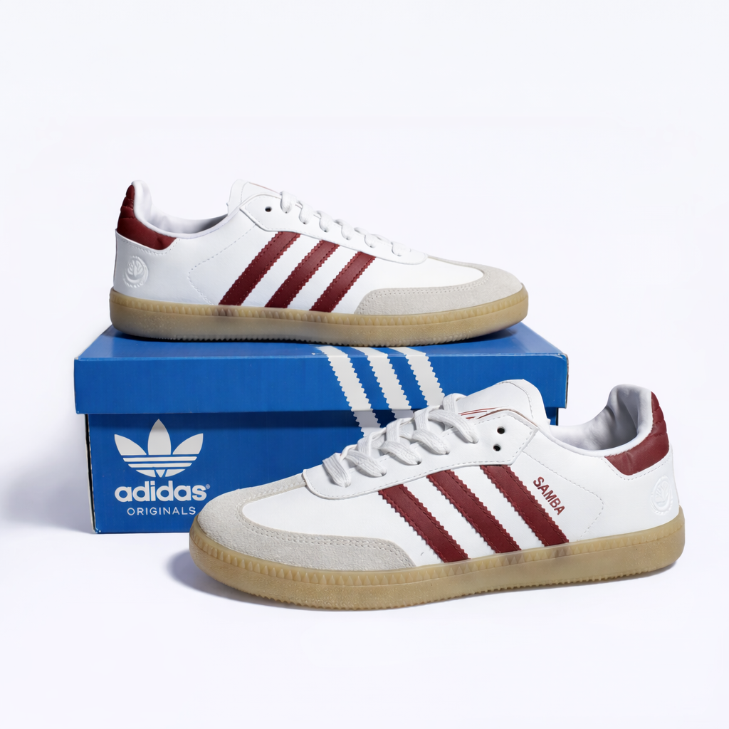 Samba - White with maroon stripes - Premium Grade