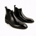 Italian Cut Down Toe Leather Chelsea - Black