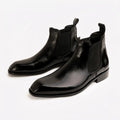 Italian Cut Down Toe Leather Chelsea - Black