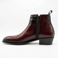 Two Inch Cuban Heel & Pointed Toe Leather Chelsea - Burgundy