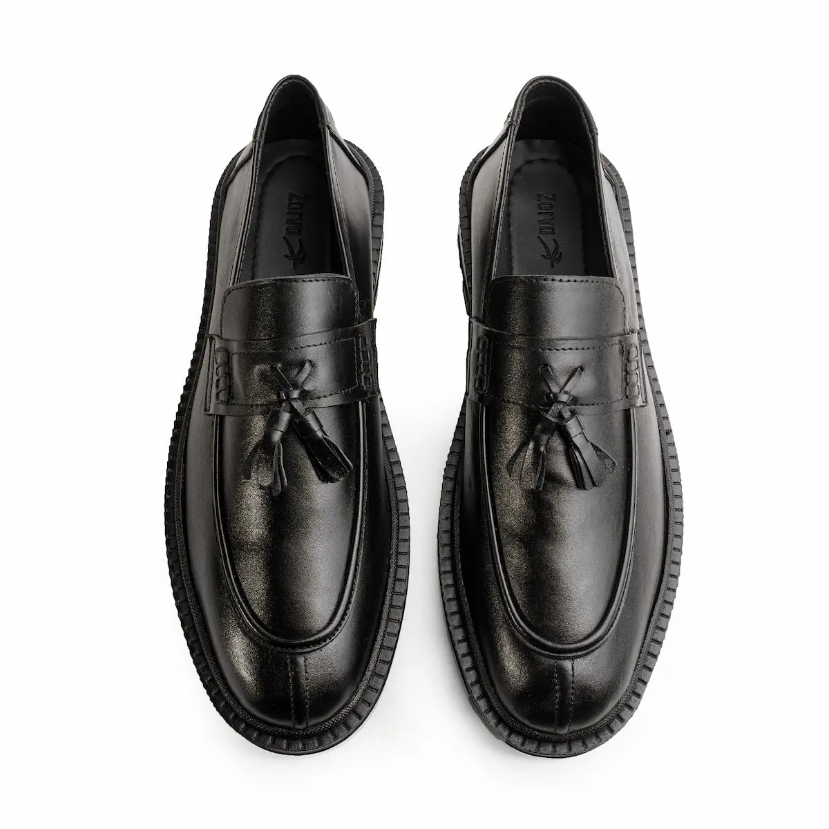 Leather Chunky Tassel Loafers - Black