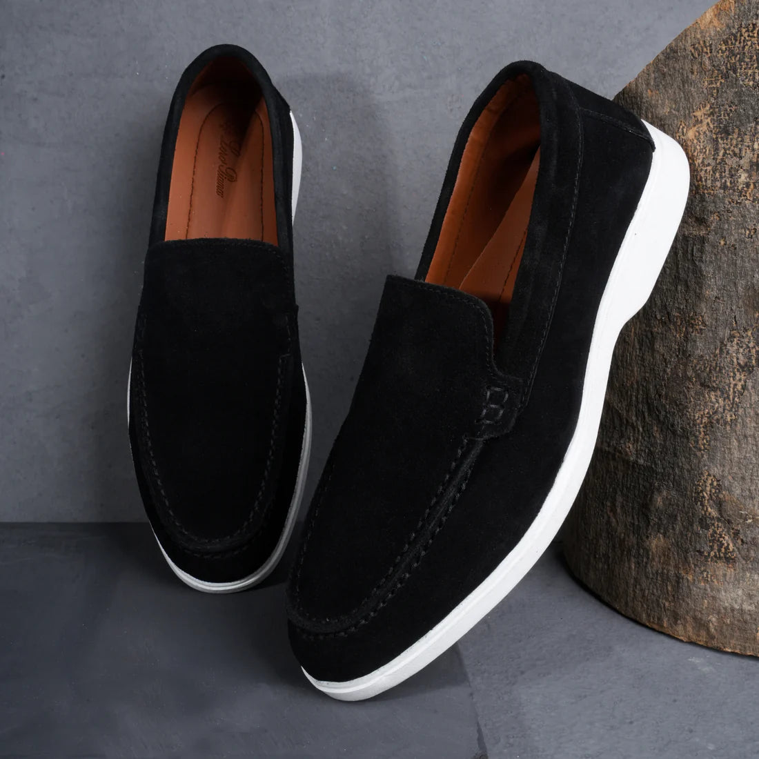 Premium Suede Leather Loafers - Black