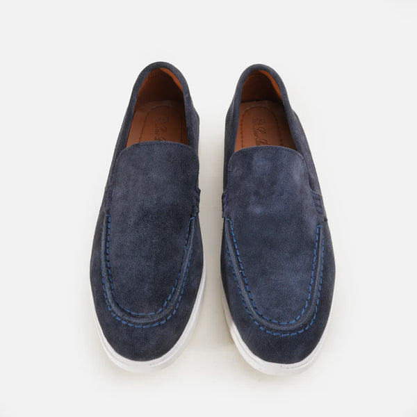 Premium Suede Leather Loafers - Navy Blue