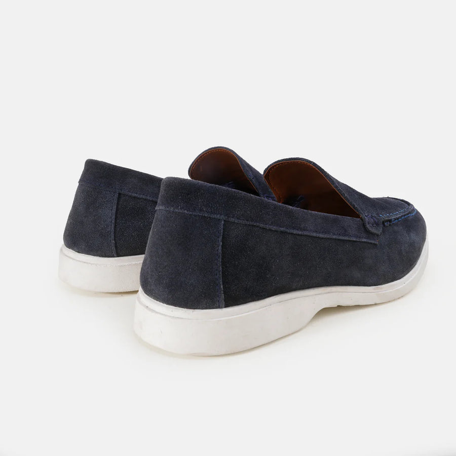 Premium Suede Leather Loafers - Navy Blue