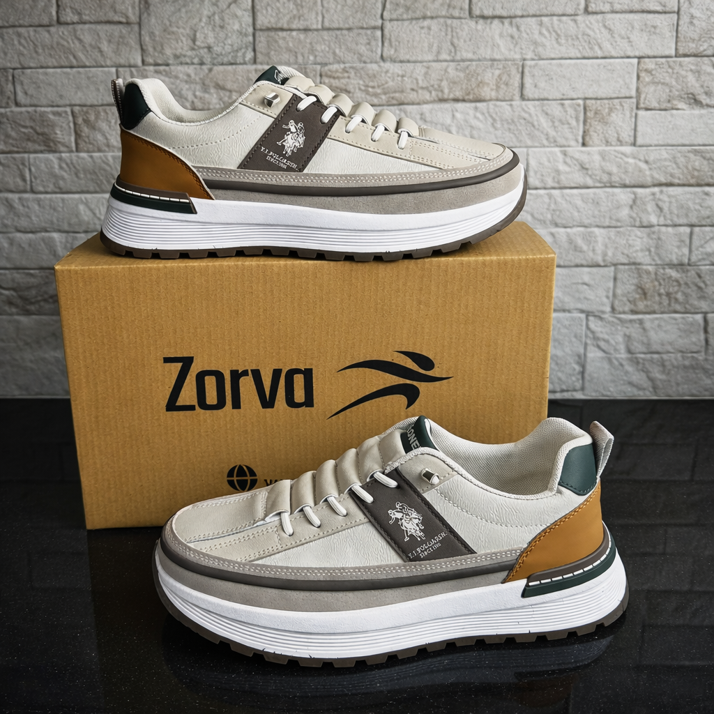ZORVA Utility Everyday Comfort Sneakers - Desert Sand & Forest Green