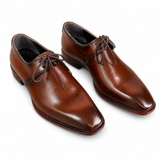 Whole Cut Leather Oxfords - Brown