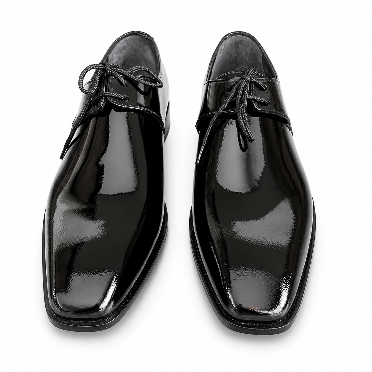 Patent Leather - Whole Cut - Double Laces Oxfords - Black