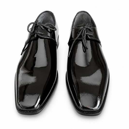 Whole Cut Leather Oxfords - Patent Black