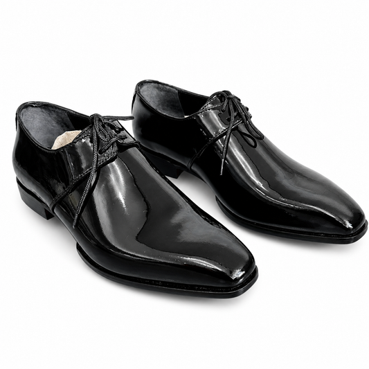 Whole Cut Leather Oxfords - Patent Black