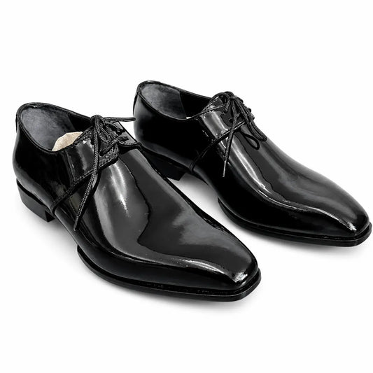 Whole Cut Leather Oxfords - Patent Black