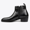 Two Inch Cuban Heel & Pointed Toe Leather Chelsea - Black