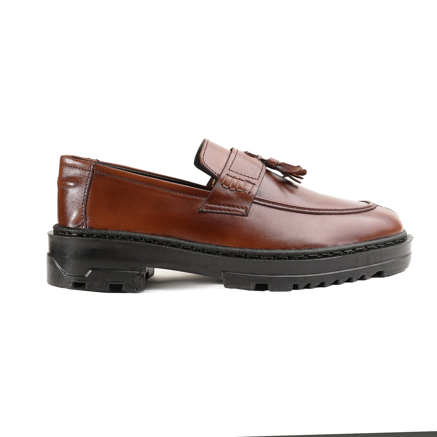 Leather Chunky Tassel Loafers - Brown