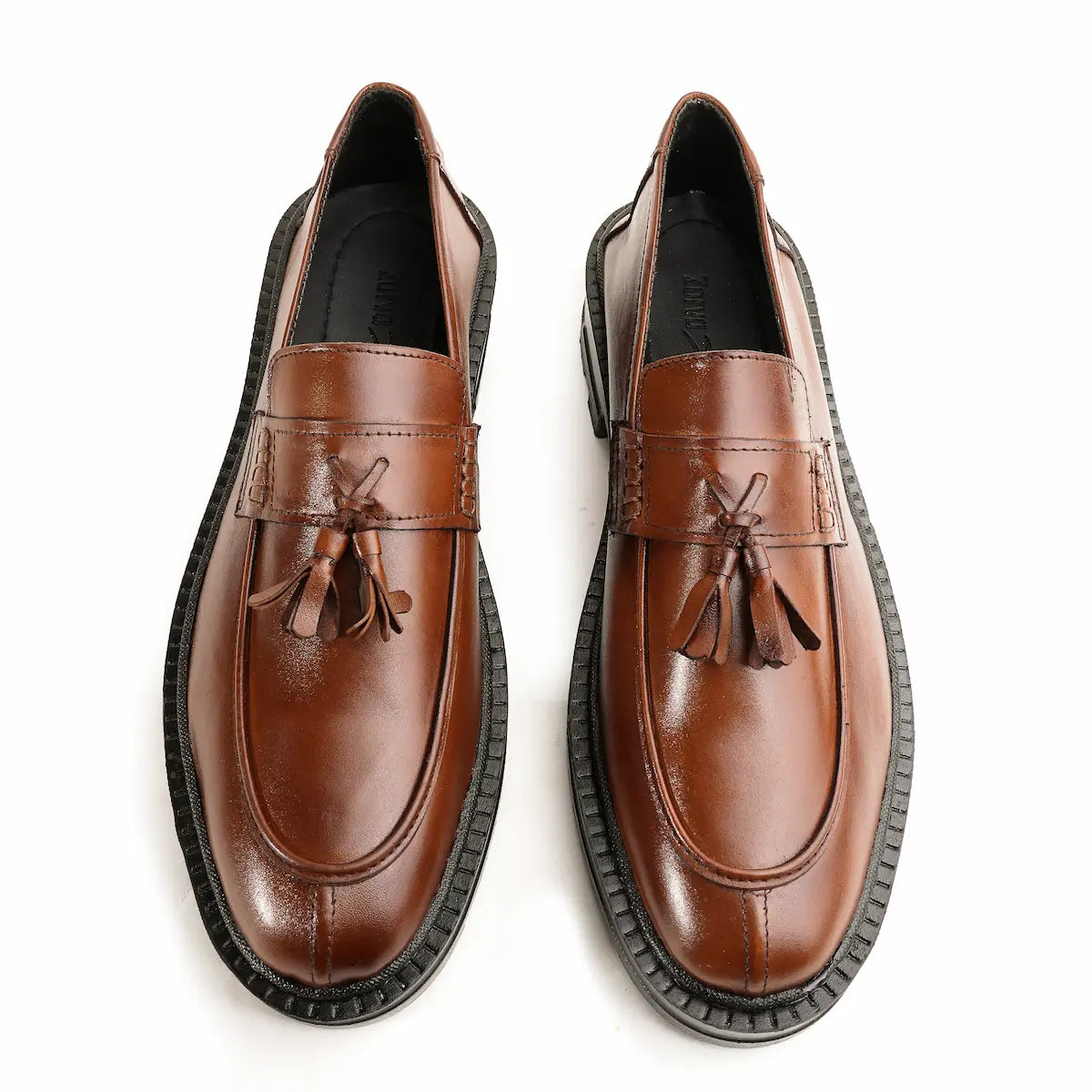 Leather Chunky Tassel Loafers - Brown