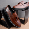 Leather Chunky Tassel Loafers - Brown
