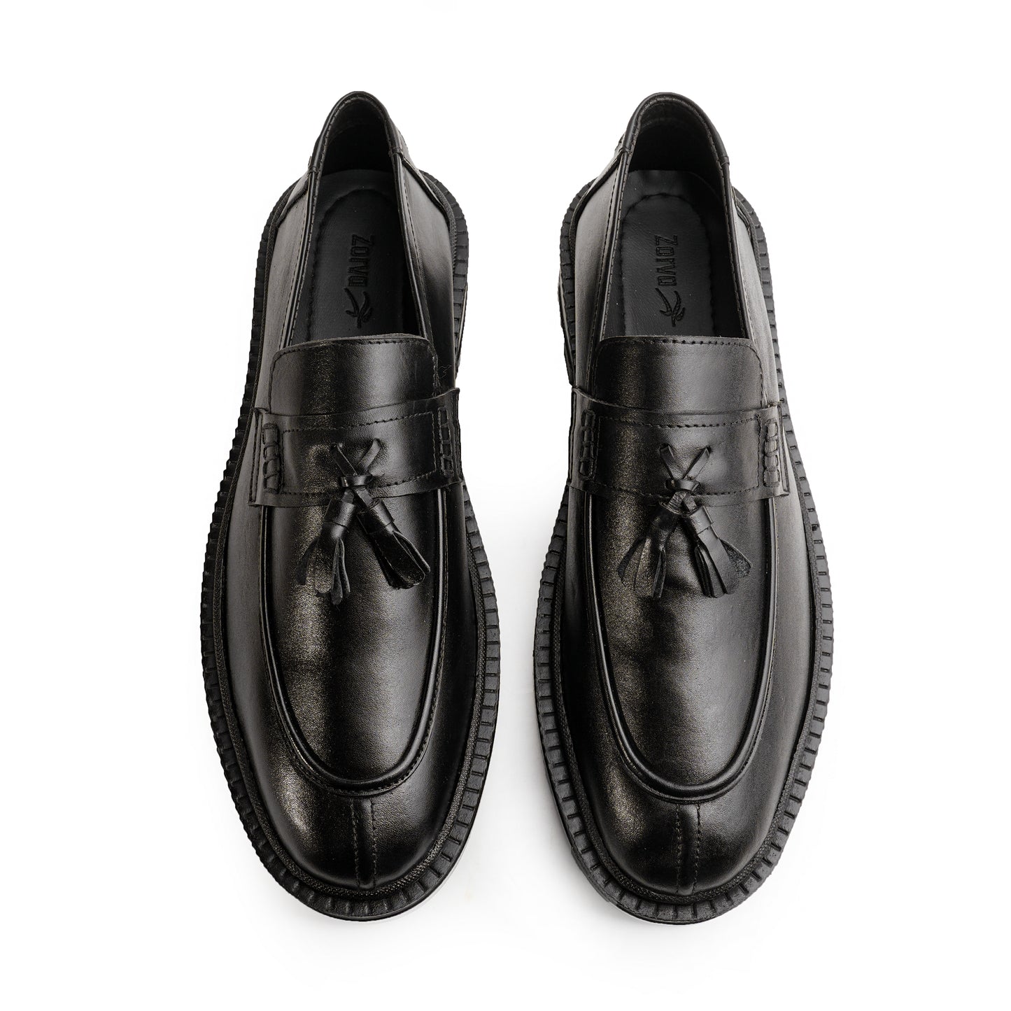Leather Chunky Tassel Loafers - Black