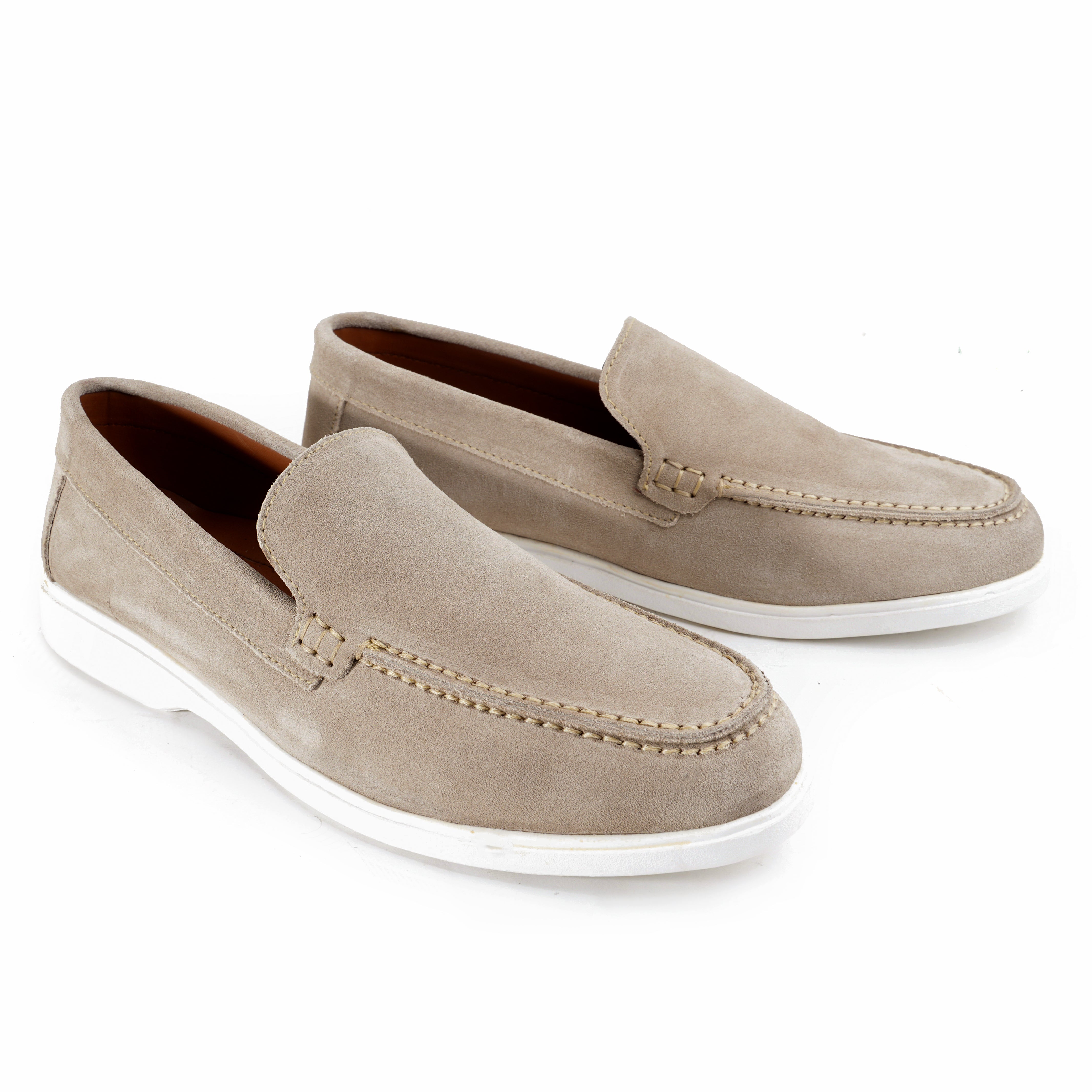 Premium Suede Leather Loafers - Beige