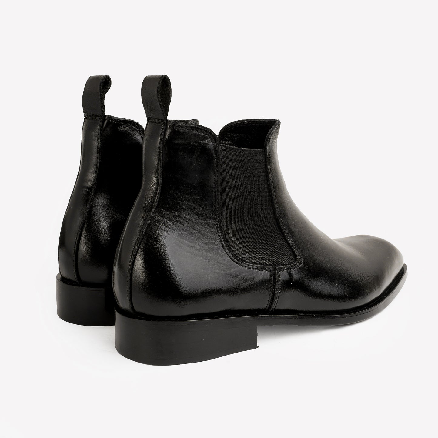Italian Cut Down Toe Leather Chelsea - Black
