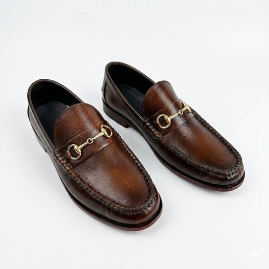 Horsebit Classic Leather Loafers - Brown