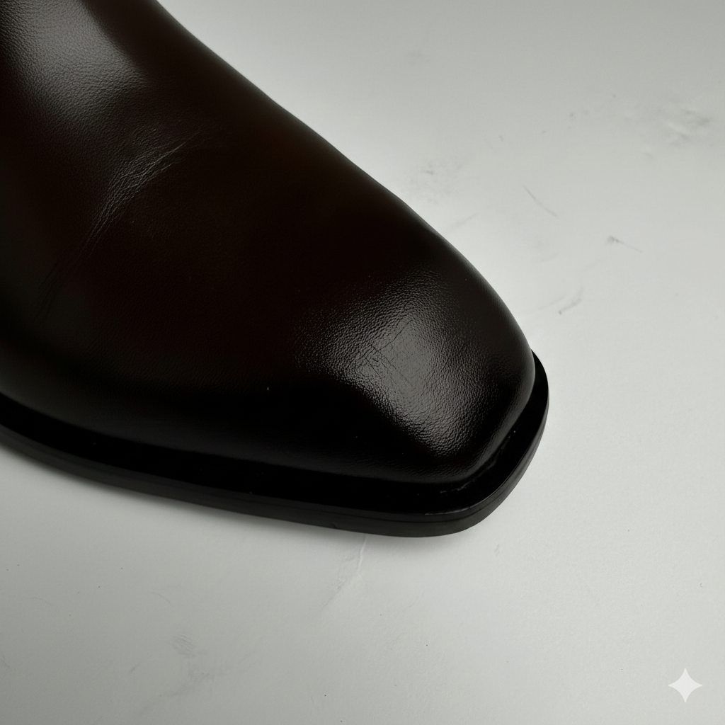 Premium Leather Italian Cut Down Toe Chelsea Boots - Milanese Monk-Brown