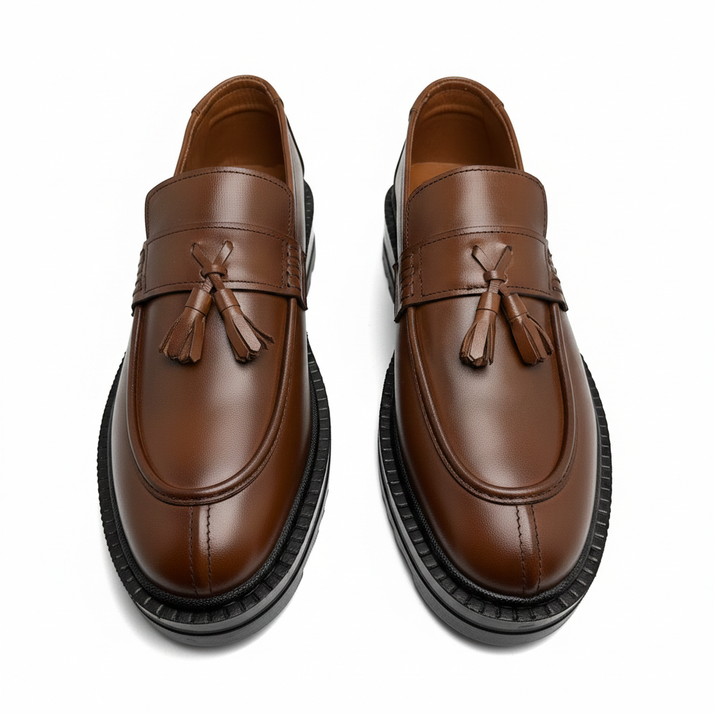 Premium Leather Chunky Loafers - Heritage Chestnut
