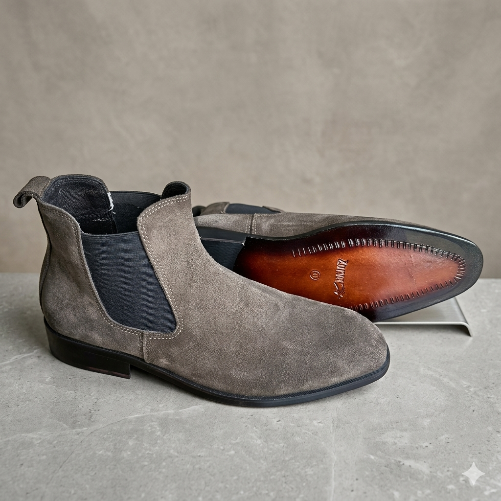 Italian Cut Down Toe Suede Chelsea - Dark Chocolate