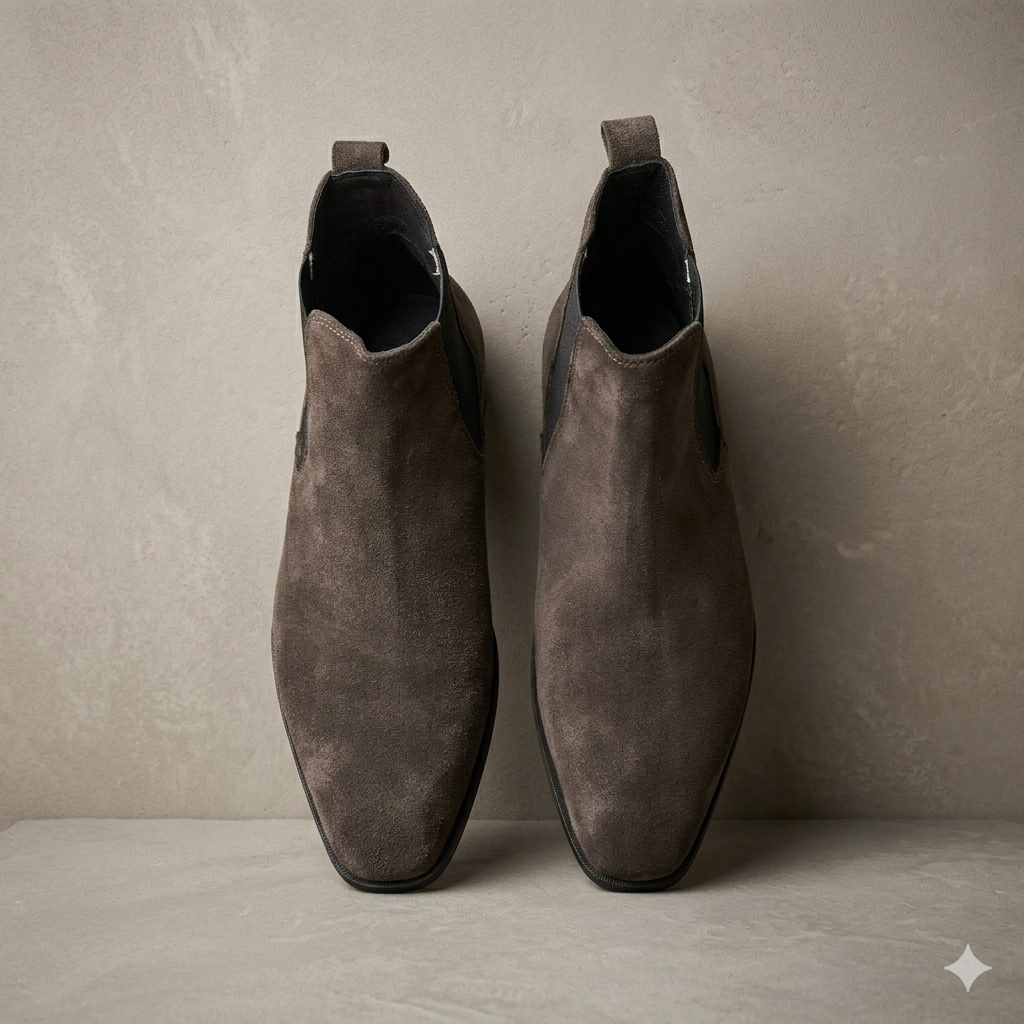 Italian Cut Down Toe Suede Chelsea - Dark Chocolate