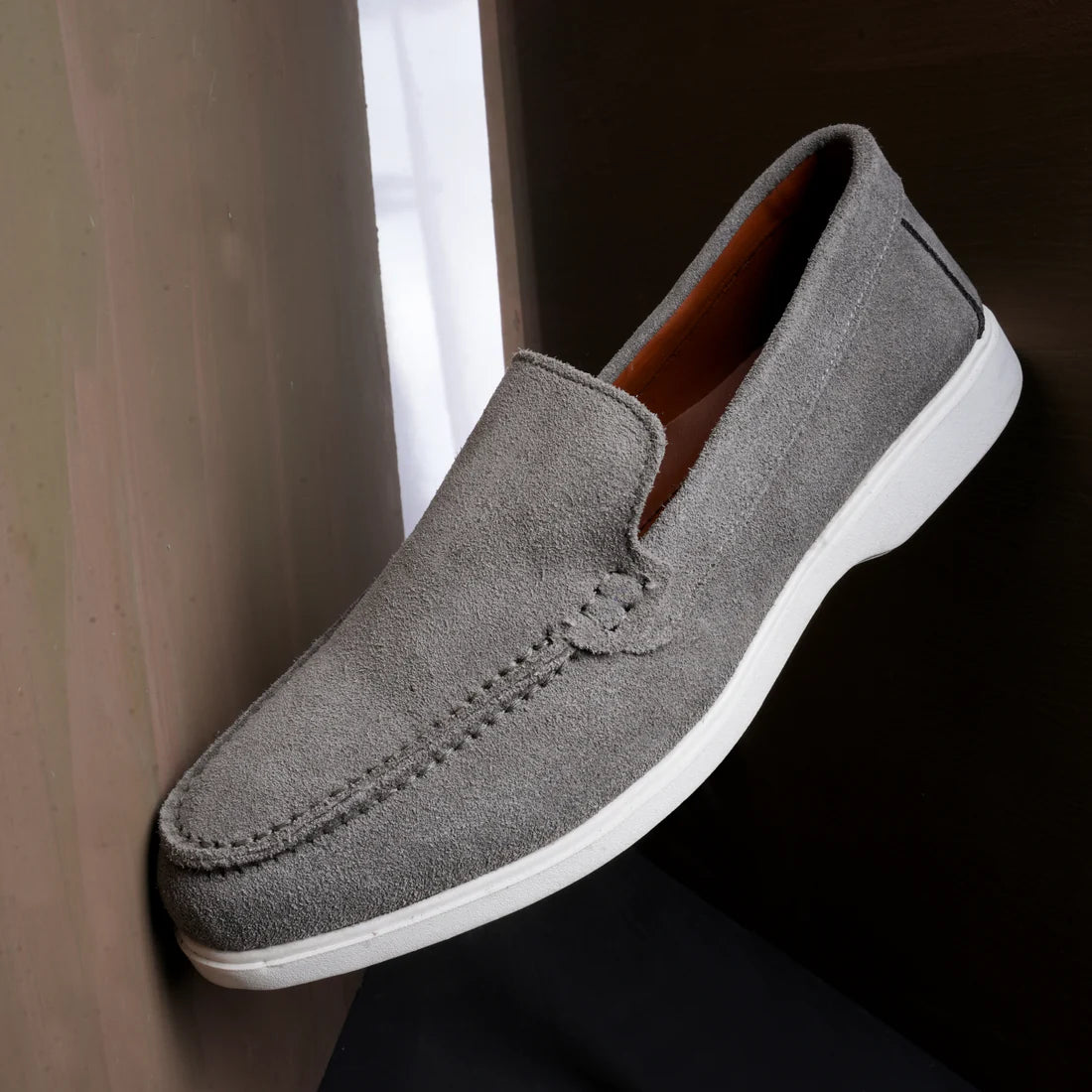 Premium Suede Leather Loafers - Grey