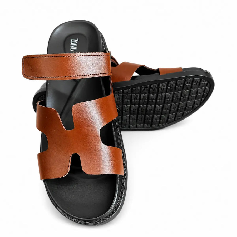 Medicated Leather Stealth Sandals - Brown