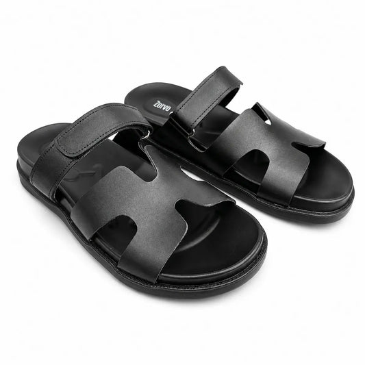 Medicated Leather Stealth Sandals - Black