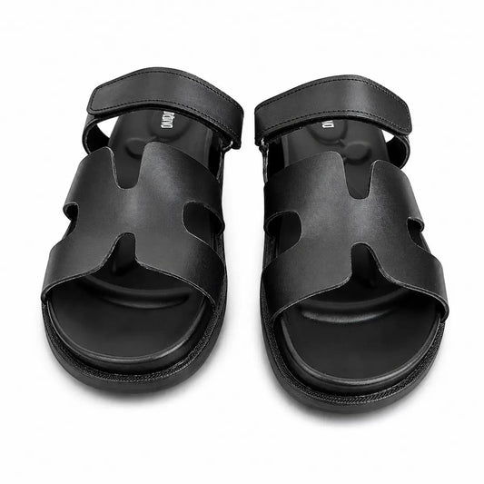 Medicated Leather Stealth Sandals - Black